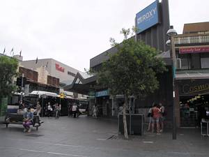 Bondi Junction Mall - Sydney tram remnants - rounded corner on Oxford Street